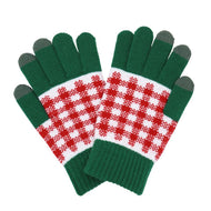 Christmas Plaid Gloves - Green