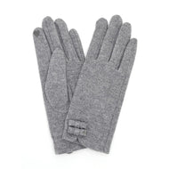 Faux Wool Bow Gloves - Gray