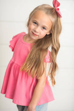 Load image into Gallery viewer, Girl's Double Ruffle Flutter Sleeve Shirt - Pink