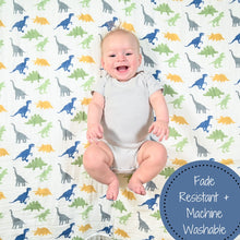 Load image into Gallery viewer, Rawr-Some Dino Muslin Swaddle Blanket