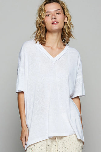 Mabel V-Neck Tee - Off White