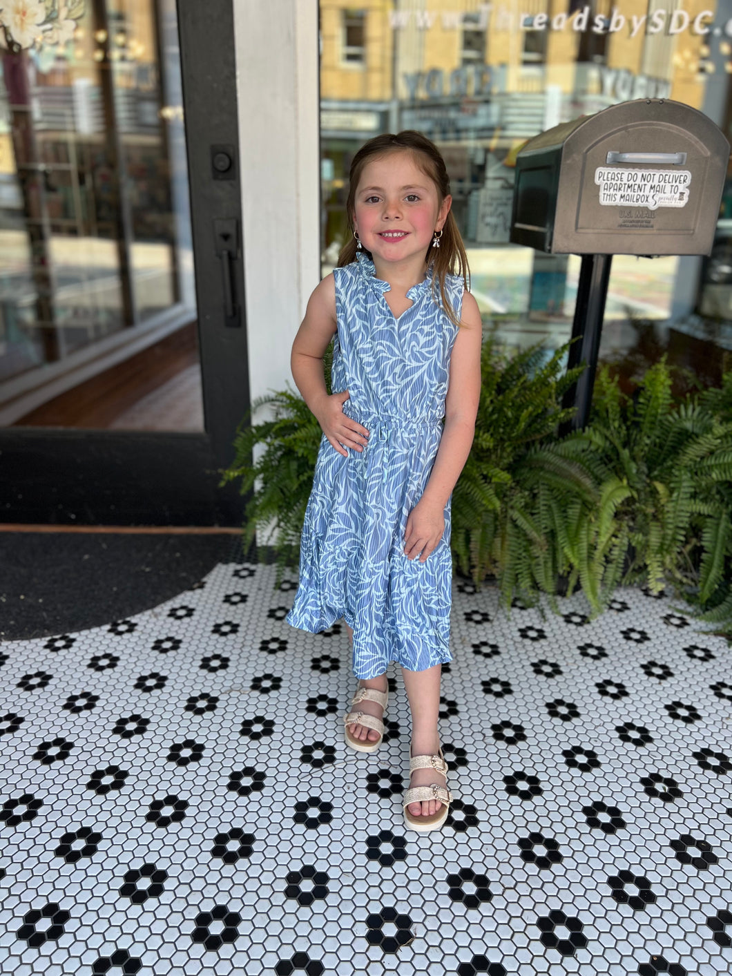 Blue Pleated Girl's Dress