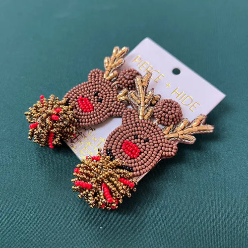 Pierce + Hide Rudolph Beaded Earrings