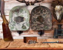 Load image into Gallery viewer, Buck Old School Camo Trucker Hat. Hand Burnished patch