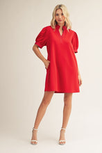 Load image into Gallery viewer, Brittani Puff Sleeve Dress - Red