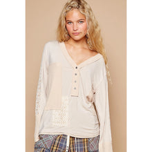 Load image into Gallery viewer, Emmie Patched Henley Top - Oatmeal