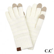 CC Ribbed Smart Touch Gloves - Ivory