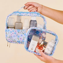 Load image into Gallery viewer, The Darling Effect Clearly Chic Cosmetic Bag Set - Secret Garden Blue