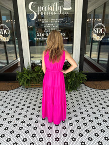 Maya Tiered Maxi Dress - Hot Pink