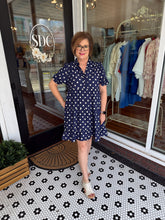 Load image into Gallery viewer, Beasley Dot Ruffle Dress - Navy