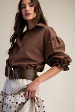 Load image into Gallery viewer, 3/4 Sleeves Button Down Top - Brown