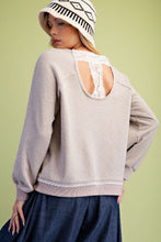 Load image into Gallery viewer, Lace Back Knit Pullover Top - Mushroom