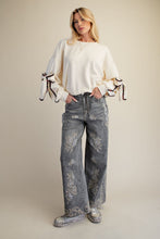 Load image into Gallery viewer, Floral Cross Stitch Pants - Stone Washed Denim
