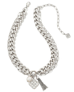 Kendra Scott Everleigh Silver Chain Necklace in White Pearl