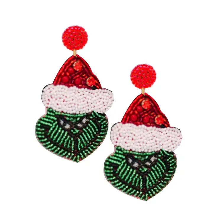 Pierce + Hide Beaded Grinch Earrings