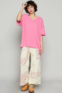 Mabel V-Neck Tee - Barbie Pink