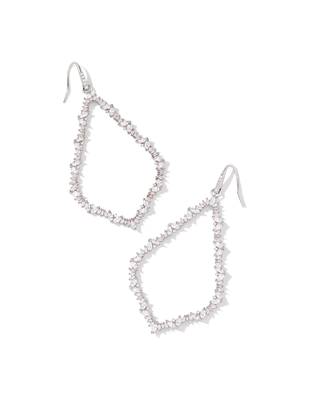Kendra Scott Sophee Silver Crystal Open Frame Earrings in White Crystal
