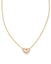 Load image into Gallery viewer, Kendra Scott Framed Ari Heart Gold Short Pendant Necklace in Iridescent Abalone