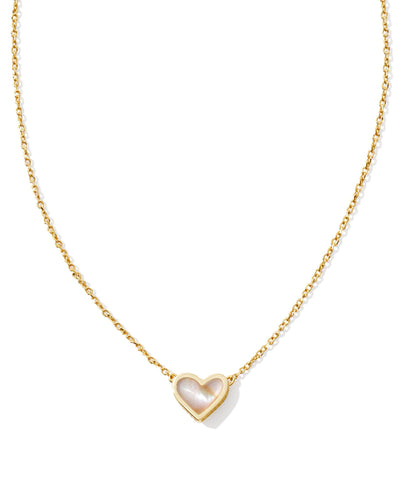 Kendra Scott Framed Ari Heart Gold Short Pendant Necklace in Iridescent Abalone