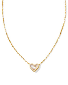 Kendra Scott Framed Ari Heart Gold Short Pendant Necklace in Iridescent Abalone