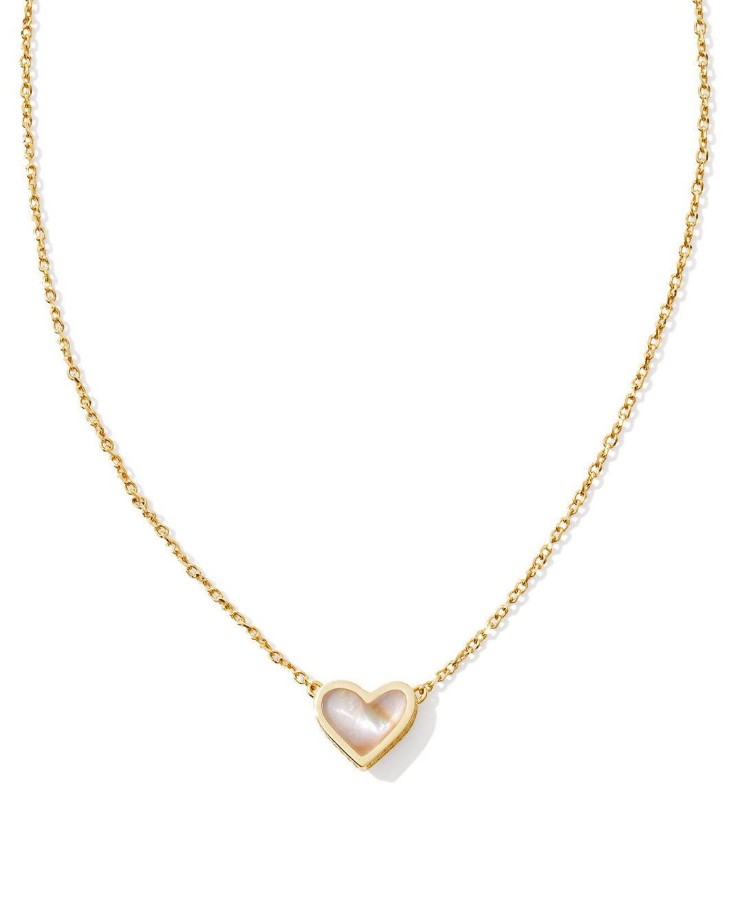 Kendra Scott Framed Ari Heart Gold Short Pendant Necklace in Iridescent Abalone