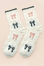 Load image into Gallery viewer, Cozy Bow &amp; Tulip Crew Ankle Socks