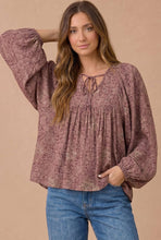 Load image into Gallery viewer, Anita Floral Crinkle Peasant Blouse - Dusty Rose