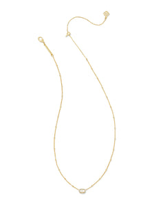 Kendra Scott Mini Elisa Gold Satellite Short Pendant Necklace in Ivory Mother of Pearl