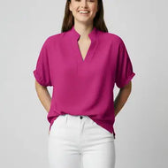Sloane Split Neck Top - Hot Pink
