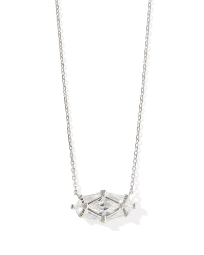 Kendra Scott Lindy Rae Elisa Silver Short Pendant Necklace in White Crystal