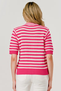 Georgia Knit Bow Top - Pink