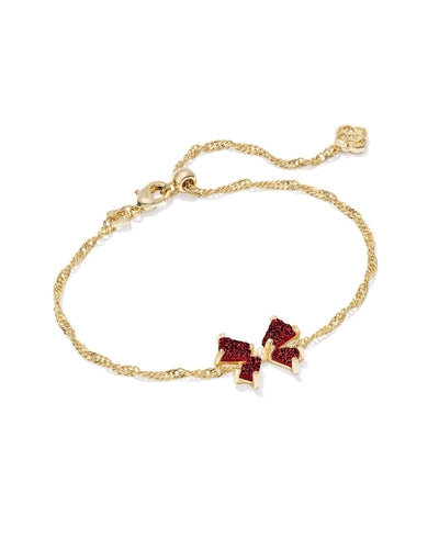 Kendra Scott Blair Gold Bow Small Delicate Chain Bracelet in Bright Red Drusy