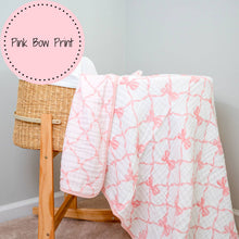 Load image into Gallery viewer, Beautiful Bows Muslin Baby Blanket