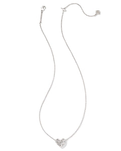 Kendra Scott Holland Silver Heart Short Pendant Necklace in White Crystal