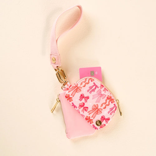 The Darling Effect Dynamic Duo Pouch Wristlet - Blushing Bows