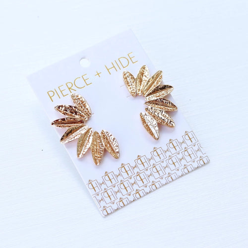 Pierce + Hide Small Textured Gold Wing Earrings