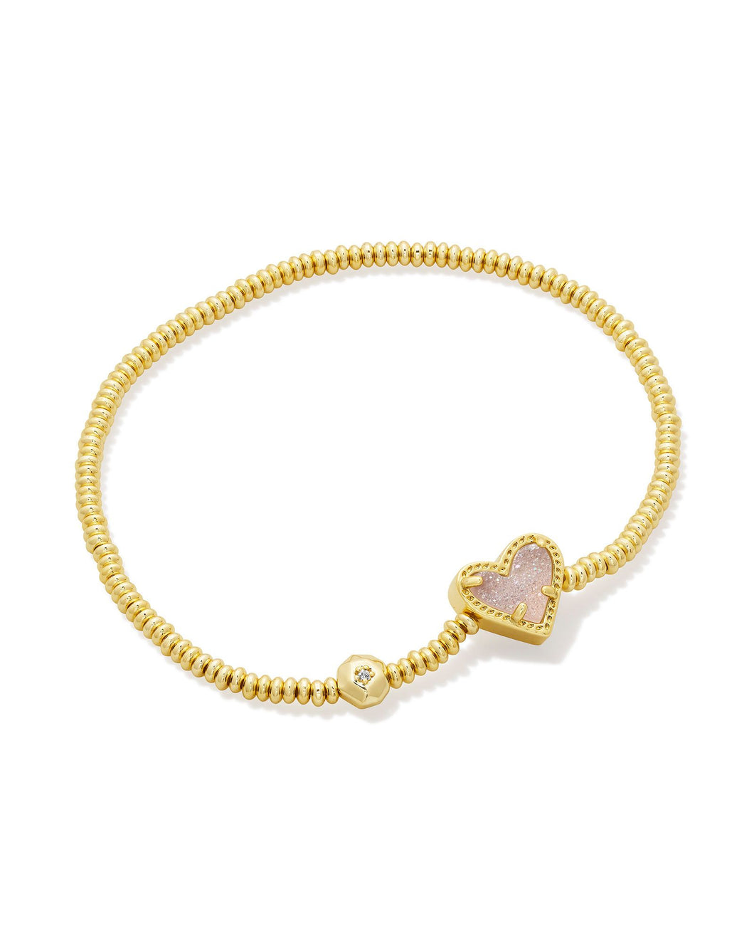 Kendra Scott Ari Gold Heart Stretch Bracelet in Iridescent Drusy
