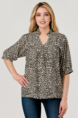 Devon V-Neck Top - Leopard *Regular & Curvy*