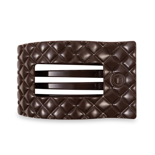 Large Teleties Quilted Flat Rectangle Hair Clip - Truly Taupe