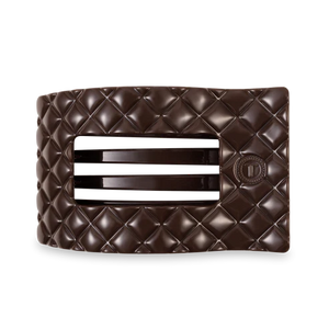 Large Teleties Quilted Flat Rectangle Hair Clip - Truly Taupe