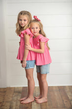 Load image into Gallery viewer, Girl's Double Ruffle Flutter Sleeve Shirt - Pink