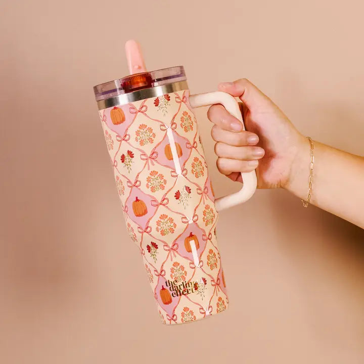 The Darling Effect Lifestyle Flip Straw Tumbler 40oz - Patchwork Pumpkins