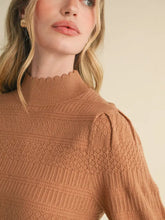 Load image into Gallery viewer, Ruth Pointelle Mock Neck Sweater - Beige