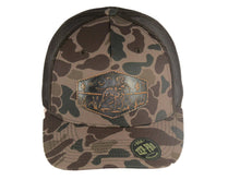 Load image into Gallery viewer, Dog Old School Camo Trucker Hat- Hand Burnished (Gr/Gray camo)
