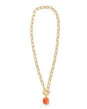 Load image into Gallery viewer, Kendra Scott Daphne Gold Chain Necklace in Coral Pink Mother of Pearl