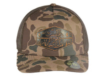 Load image into Gallery viewer, Dog Old School Camo Trucker Hat- Hand Burnished (Gr/Gray camo)