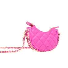 Load image into Gallery viewer, Classic Quilted Chain Wrapped Children&#39;s Hobo Bag - Hot Pink
