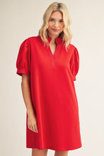 Load image into Gallery viewer, Brittani Puff Sleeve Dress - Red