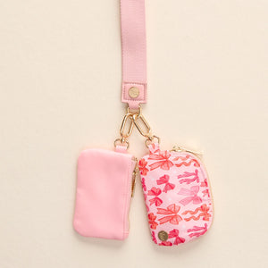 The Darling Effect Dynamic Duo Pouch Wristlet - Blushing Bows
