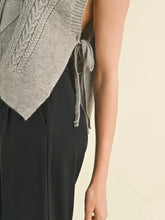 Load image into Gallery viewer, Carlie Cable Knit Side Tie Sweater Vest - Heathered Grey